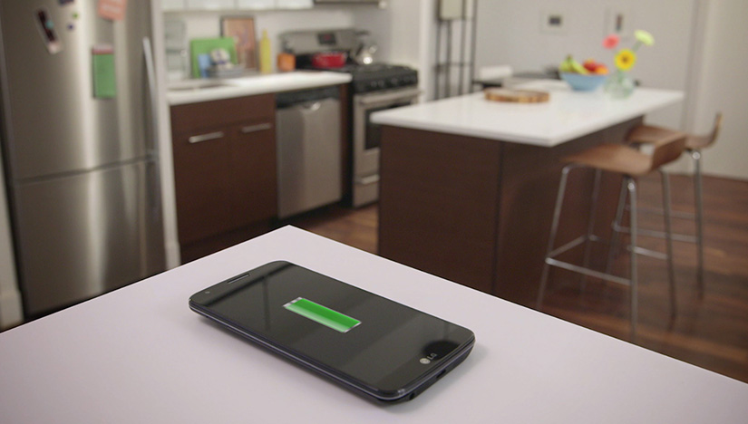 "Wireless charging through your solid surface countertop," featuring Hawaii Kitchen &amp; Bath.