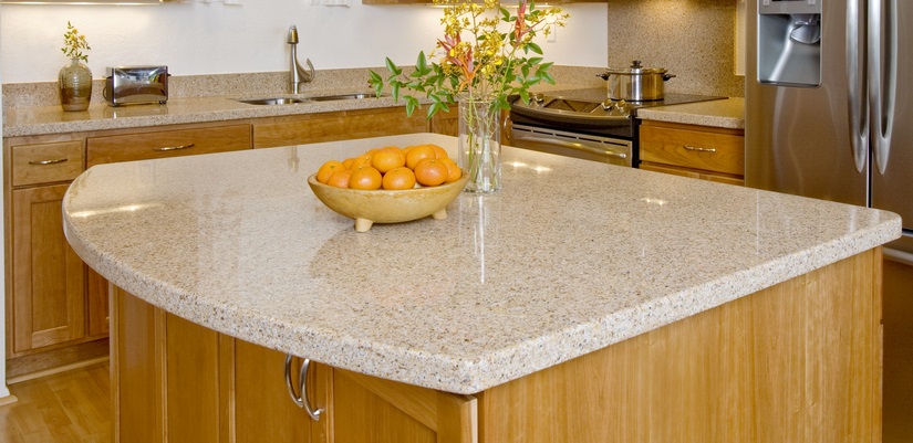 Silestone quartz countertops complemented nicely with the warm look of the cherry wood cabinets.